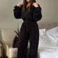 Mysig varm jumpsuit med dragkedja fram