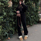 Mysig varm jumpsuit med dragkedja fram