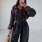 Mysig varm jumpsuit med dragkedja fram