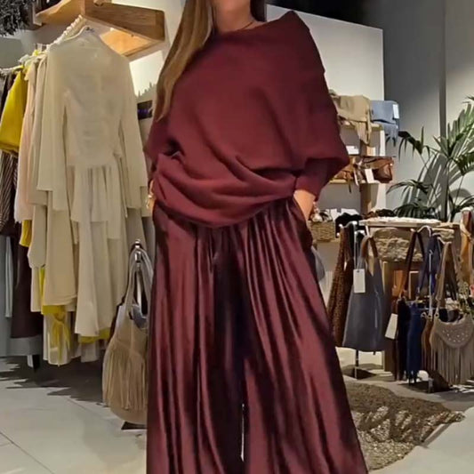 ✨Chic 2-delat loungeset med bar axlar – mjukt, smickrande och stilrent | Upp till 60 % rabatt idag!