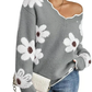🔥49% RABATT🔥Sweater med kammusslor och blommönster för kvinnor