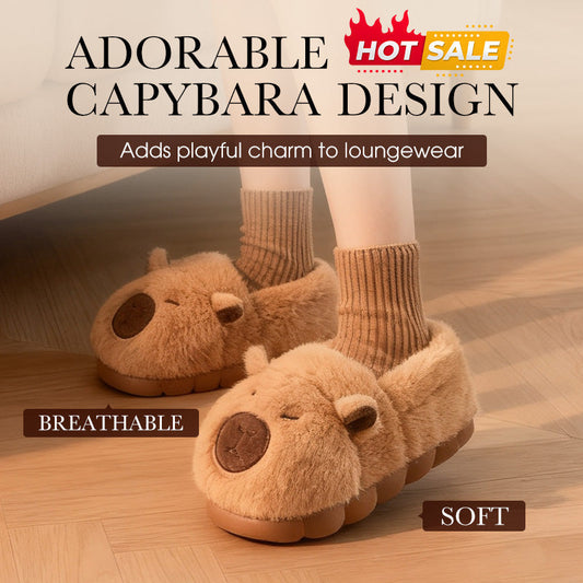 🐾 50 % rabatt – Halkskyddade tofflor Capybara: mjukt foder, EVA-sula och vintervärme! 🧸