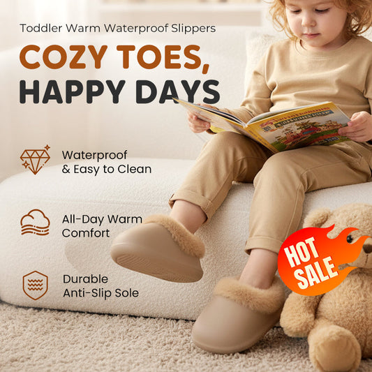 Toddler Warm Waterproof Anti-Slip Helklackatofflor