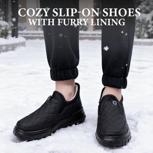 Värmande slip-on skor med lurvigt foder