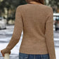 Elegant Casual Stickad Damtopp med V-ringning