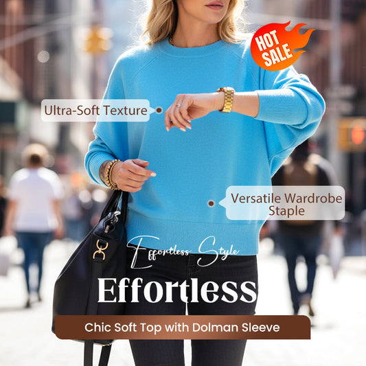Avslappnat elegant mjuk topp med dolmanärm