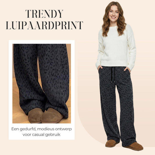 Dambyxor i Leopardmönster – Vidbyxiga Sweatbyxor