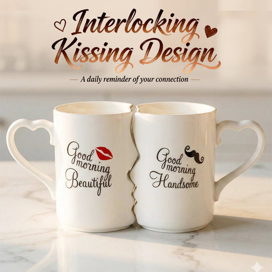 Kyssmuggar för romantiska hjärthandtag för par