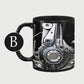 Keramisk kaffemugg med motormotiv för mekaniker
