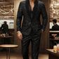 🔥🎁Nyhet 50 % RABATT🔥Mäns Svart Sparkle Tuxedo Dräkt Set