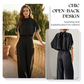 Elegant jumpsuit för dam med halvlång ärm och hög krage