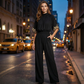 Elegant jumpsuit för dam med halvlång ärm och hög krage