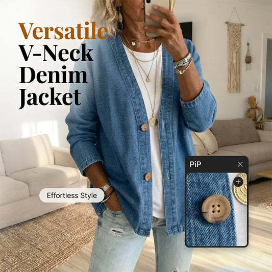 ✨Rea - 50% rabatt✨Klassisk jeansjacka med knappar fram för dam