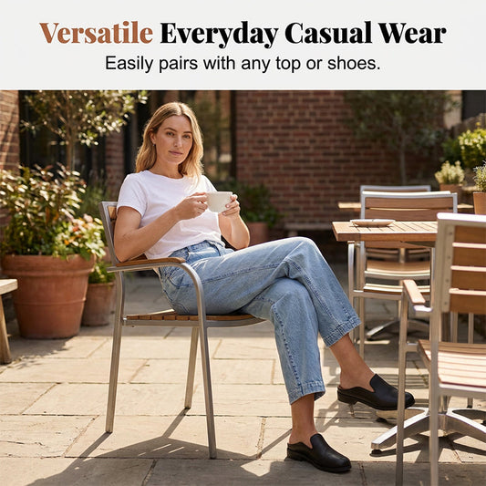 Stretchiga bekväma denimbyxor med böjd passform