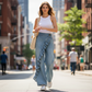👖 50% RABATT! ⏳ Dam Asymmetriska Volangbyxor med Vida Ben i Denim – Unik Design, Bekväm Passform & Perfekt För En Trendig Look 💙