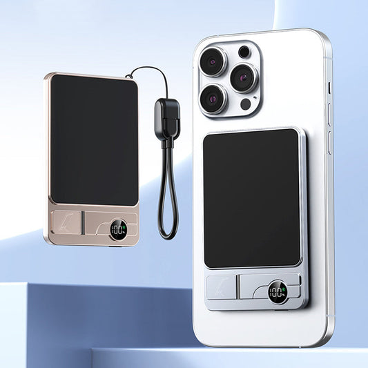 3-i-1 magnetisk trådlös portabel powerbank med inbyggt stativ
