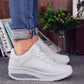 Bekväma Vadderade Mikrofiberlädersneakers Med Tjock Sula För Kvinnor