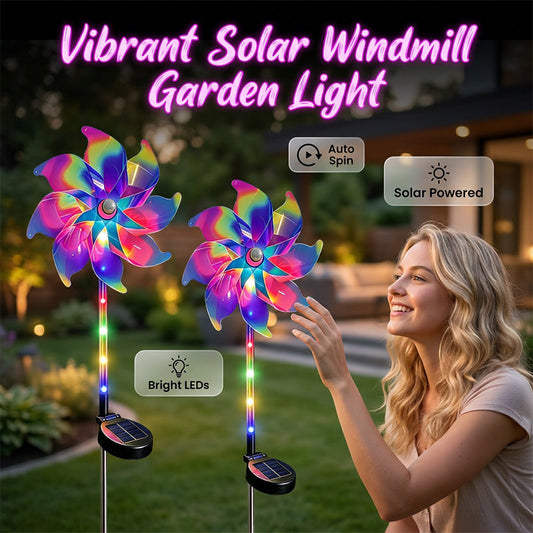 Solcellsdriven regnbågsfärgad pinwheel-trädgårdslampa