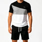 👕🩳 Sett med T-skjorte og shorts i fargeblokker for menn – 50 % RABATT! Iøynefallende design med fargeblokker, avslappet passform, pustende stoff – ditt perfekte sommersett. 🔥☀️