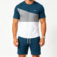 👕🩳 Sett med T-skjorte og shorts i fargeblokker for menn – 50 % RABATT! Iøynefallende design med fargeblokker, avslappet passform, pustende stoff – ditt perfekte sommersett. 🔥☀️
