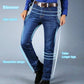 Manliga lösa stretchiga jeans raka byxor (49% rabatt)