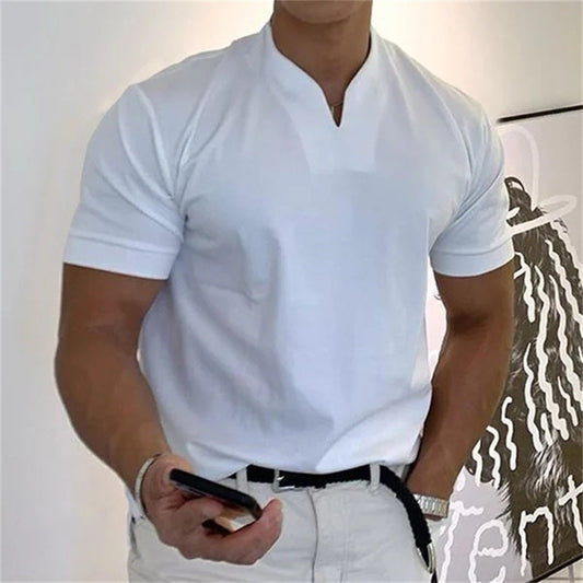 2024 Mäns gentleman -affärer Short -Sleeved Fitness T-tröja